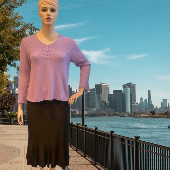 Emme Lightweight Allure Sweater Plus Size 2 Lilac V Neck Crocheted Details NWT - Picture 14 of 16